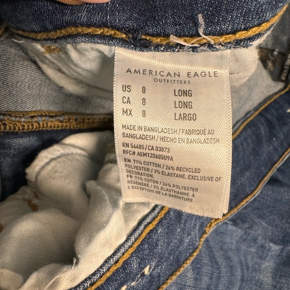 American Eagle Hi Rise Jeggings Dark Blue Wash Jeans Womans 8 Long - Picture 6 of 6